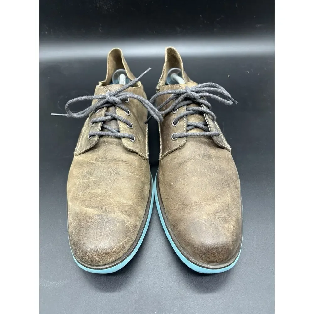 Sperry Top Sider Mens 12 M Dark Brown Leather Oxfords Blue Laces Soles